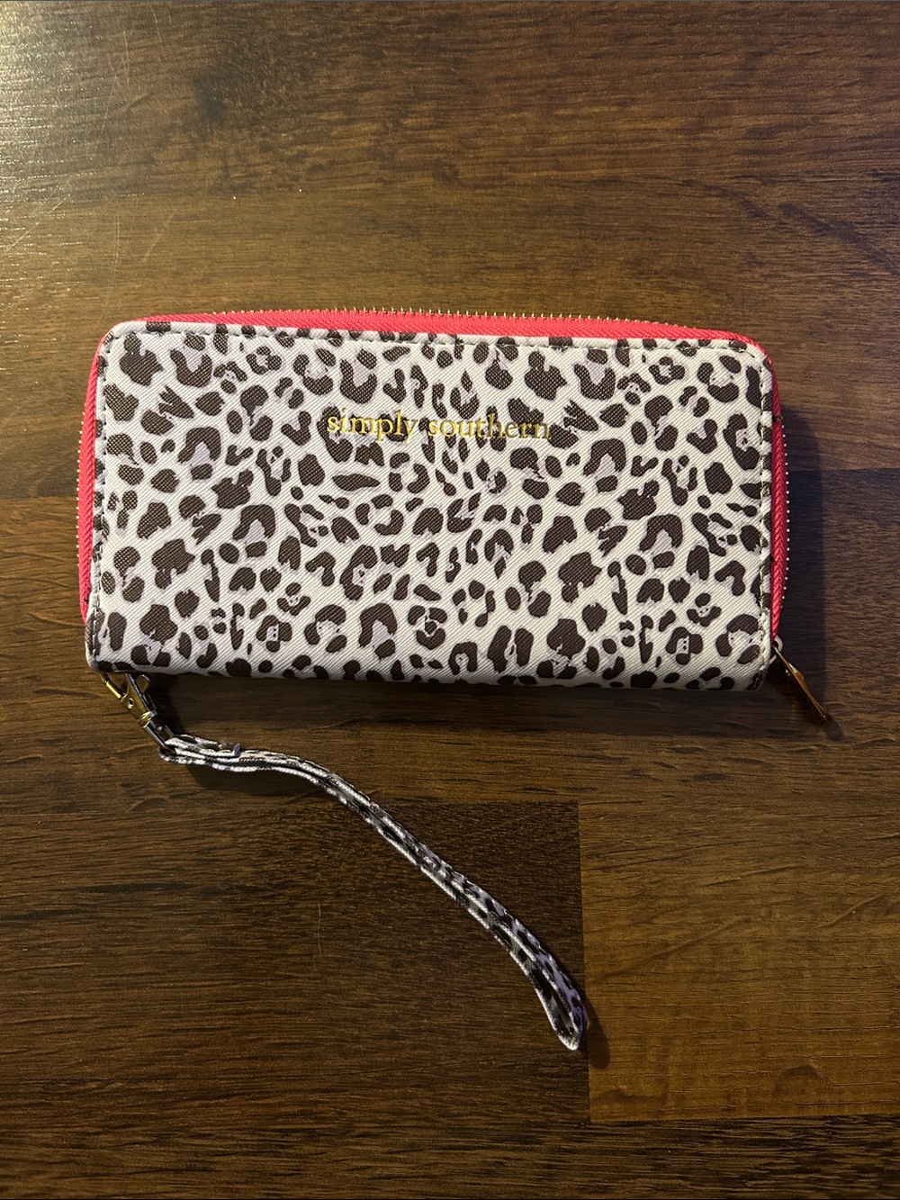 Simply Southern Leopard Print Wristlet Wallet with Pink Trim